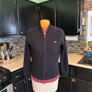 Rare Fred Perry dark navy zip-up sweater